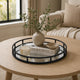 Shaya Round Tray | Gallery Frame w Rails | Glass | Black Metal 15"