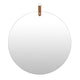Decorative Wall Mirror | 20" Round Frameless | Brown Faux Leather Strap