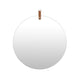 Decorative Wall Mirror | 20" Round Frameless | Brown Faux Leather Strap