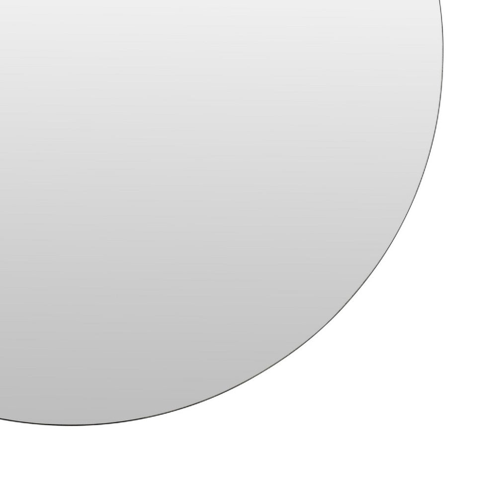 Decorative Wall Mirror | 20" Round Frameless | Brown Faux Leather Strap