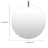 Decorative Wall Mirror | 20" Round Frameless | Brown Faux Leather Strap