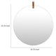 Decorative Wall Mirror | 20" Round Frameless | Brown Faux Leather Strap