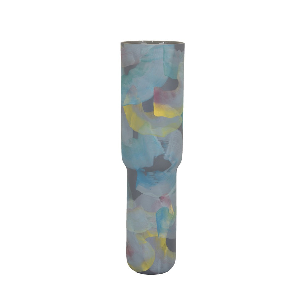 Riya Decorative Vase | Abstract Watercolor Art | Blue Ceramic 21"