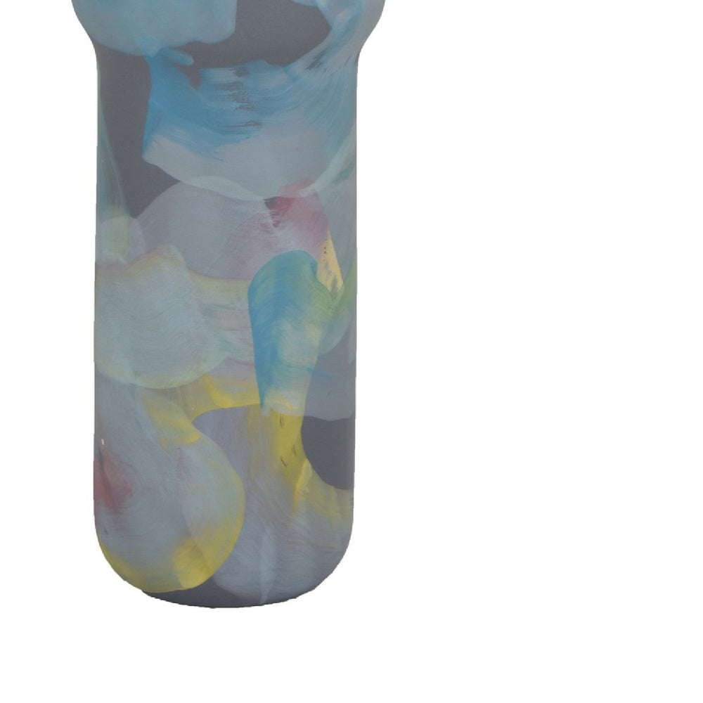 Riya Decorative Vase | Abstract Watercolor Art | Blue Ceramic 21"