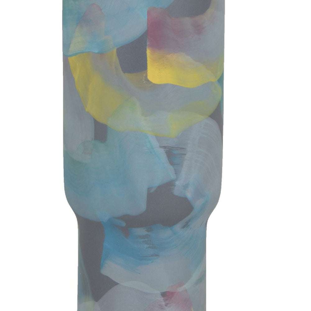 Riya Decorative Vase | Abstract Watercolor Art | Blue Ceramic 21"