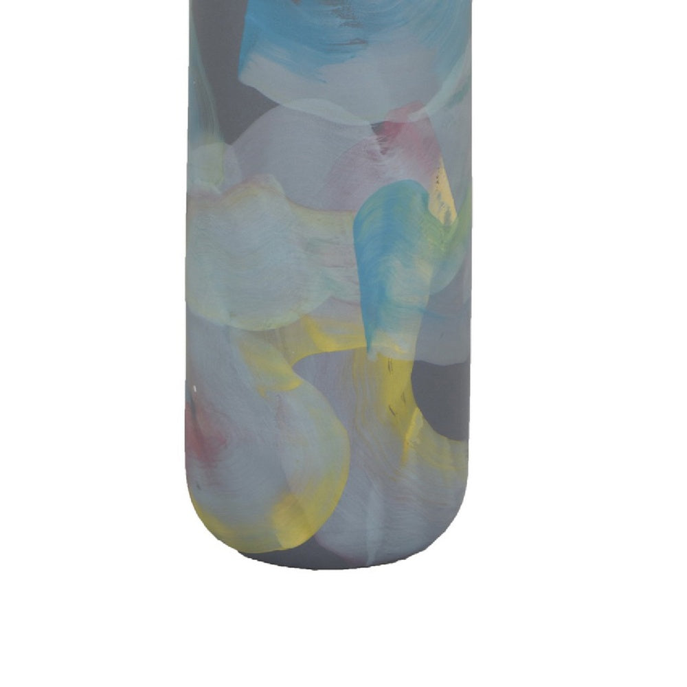 Riya Decorative Vase | Abstract Watercolor Art | Blue Ceramic 21"