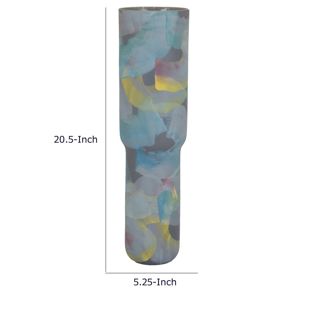 Riya Decorative Vase | Abstract Watercolor Art | Blue Ceramic 21"