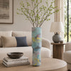 Riya Decorative Vase | Abstract Watercolor Art | Blue Ceramic 21"