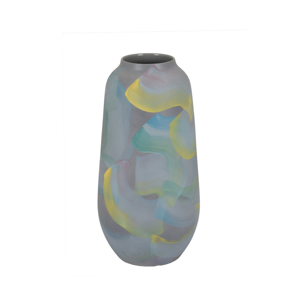 Riya Decorative Vase | Abstract Watercolor Art | Blue Ceramic 14"