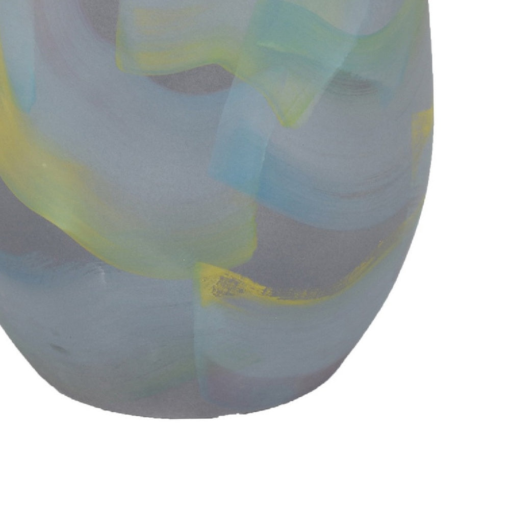 Riya Decorative Vase | Abstract Watercolor Art | Blue Ceramic 14"