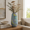 Riya Decorative Vase | Abstract Watercolor Art | Blue Ceramic 14"