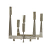 5 Arm C&le Holder | Asymmetrical Geometric Style | Silver Metal 16"