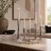 5 Arm C&le Holder | Asymmetrical Geometric Style | Silver Metal 16"