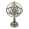 Tabletop Decor | Armillary Sphere w Globe | Polished Silver Metal 15"
