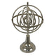 Tabletop Decor | Armillary Sphere w Globe | Polished Silver Metal 15"