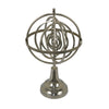 Tabletop Decor | Armillary Sphere w Globe | Polished Silver Metal 15"