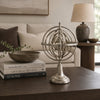 Tabletop Decor | Armillary Sphere w Globe | Polished Silver Metal 15"