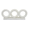 Hara Geometric Link Sculpture | 3 Circle Rings | White Marble 11"