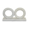 Hara Geometric Link Sculpture | 2 Circle Rings | White Marble 8"