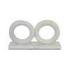 Hara Geometric Link Sculpture | 2 Circle Rings | White Marble 8"