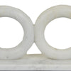 Hara Geometric Link Sculpture | 2 Circle Rings | White Marble 8"