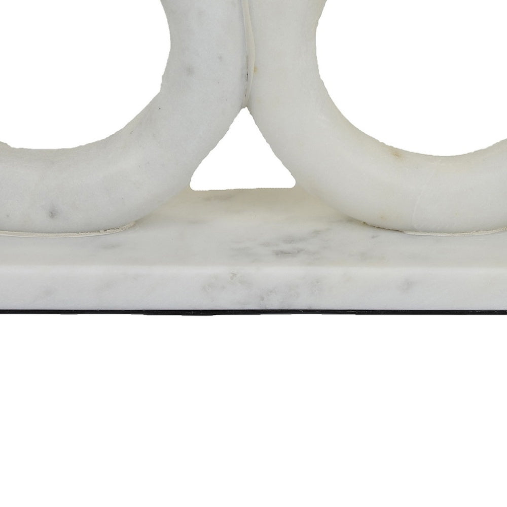 Hara Geometric Link Sculpture | 2 Circle Rings | White Marble 8"