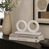 Hara Geometric Link Sculpture | 2 Circle Rings | White Marble 8"