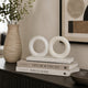 Hara Geometric Link Sculpture | 2 Circle Rings | White Marble 8"