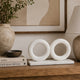 Hara Geometric Link Sculpture | 2 Circle Rings | White Marble 8"