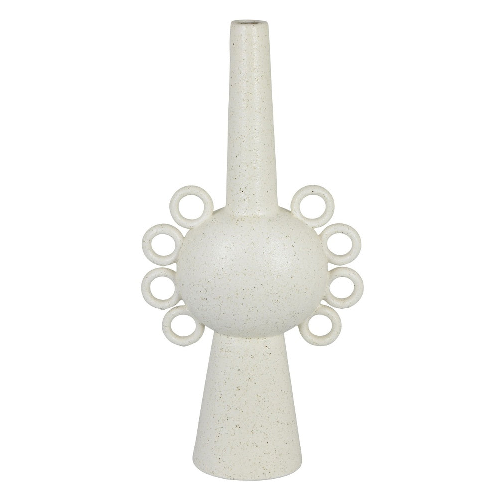 Orin Multi-Tier Sculptural Vase | Loop H&les White Speckled Ceramic 18"