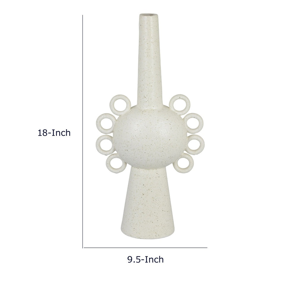 Orin Multi-Tier Sculptural Vase | Loop H&les White Speckled Ceramic 18"