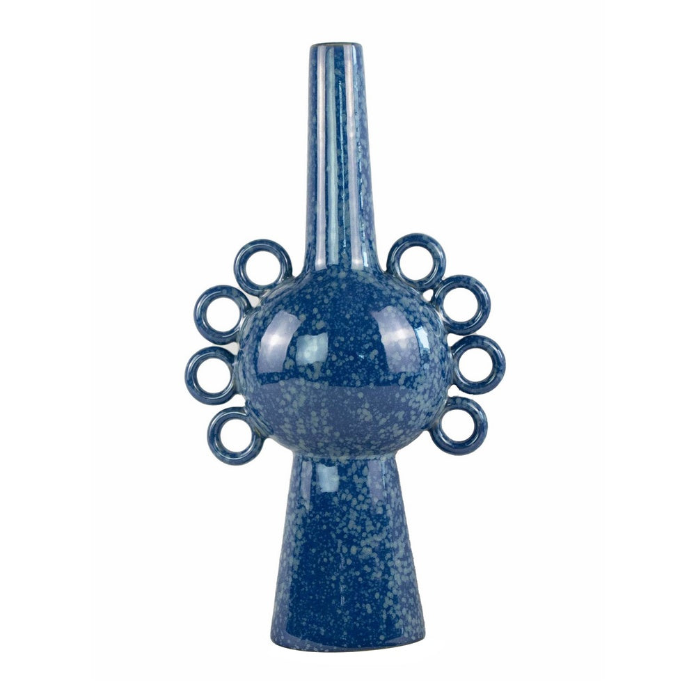 Orin Multi-Tier Sculptural Vase | Loop H&les Blue Speckled Ceramic 18"