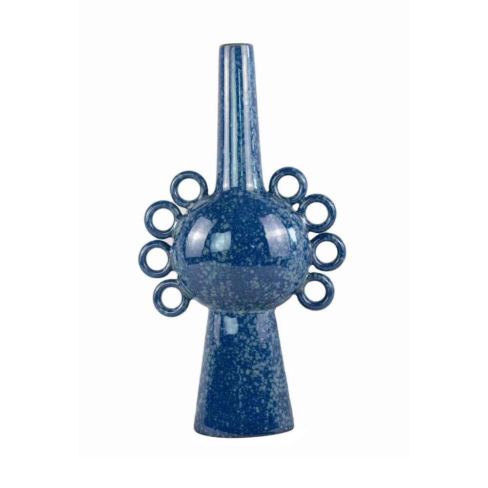 Orin Multi-Tier Sculptural Vase | Loop H&les Blue Speckled Ceramic 18"