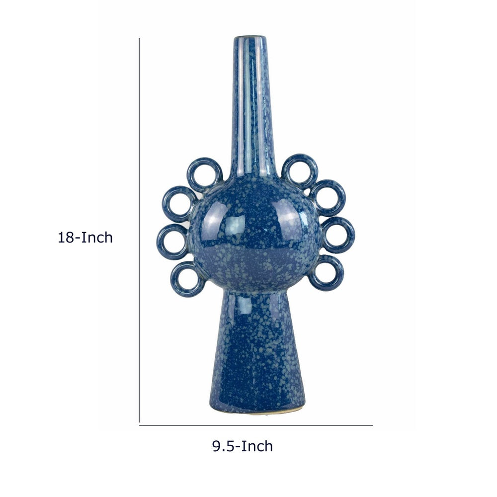 Orin Multi-Tier Sculptural Vase | Loop H&les Blue Speckled Ceramic 18"