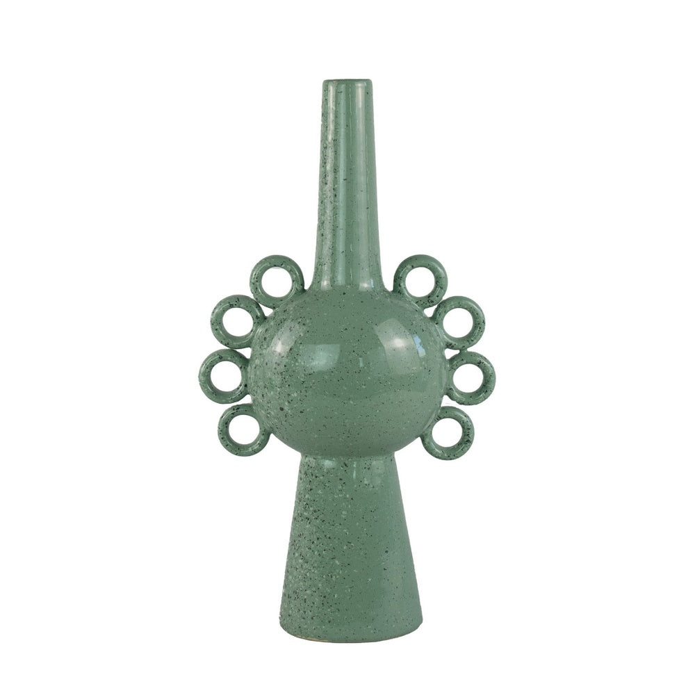 Orin Multi-Tier Sculptural Vase | Loop H&les Green Speckled Ceramic 18"