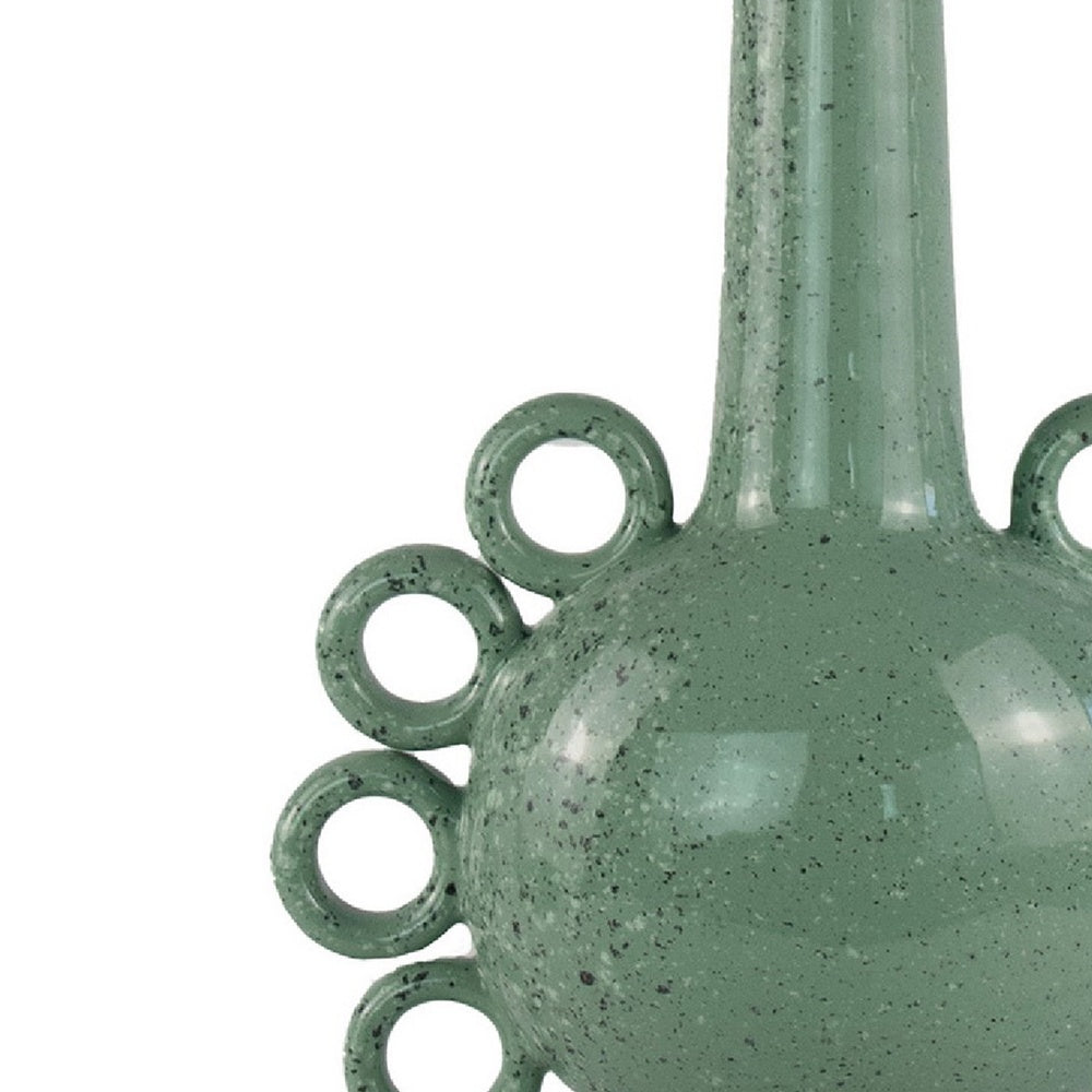 Orin Multi-Tier Sculptural Vase | Loop H&les Green Speckled Ceramic 18"