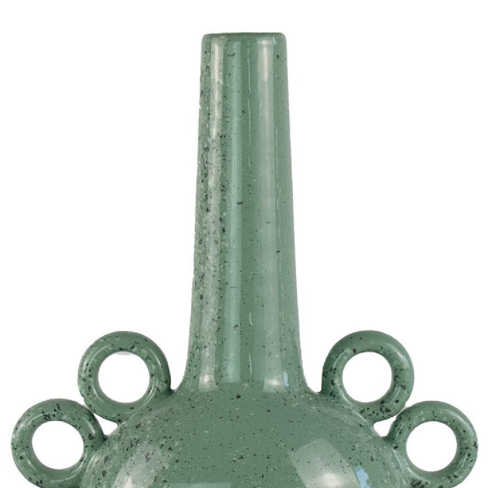 Orin Multi-Tier Sculptural Vase | Loop H&les Green Speckled Ceramic 18"