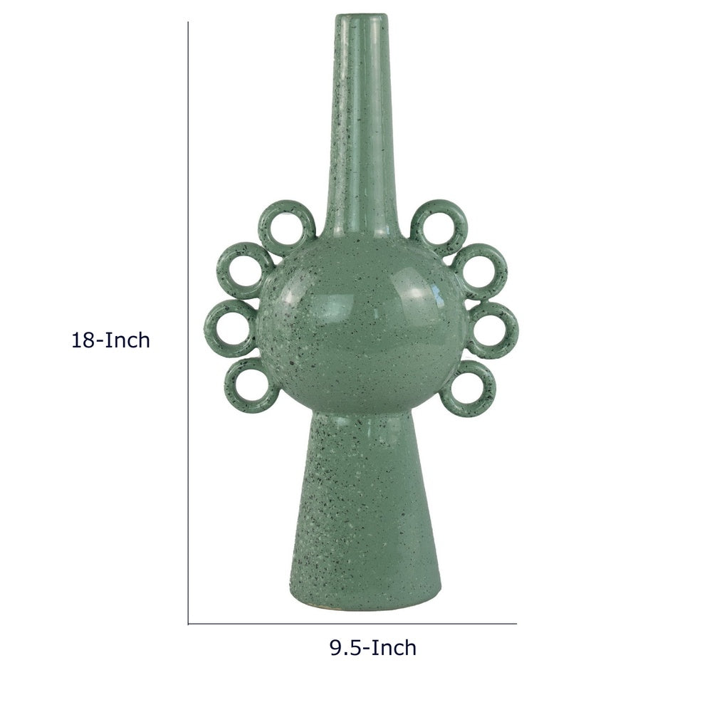 Orin Multi-Tier Sculptural Vase | Loop H&les Green Speckled Ceramic 18"