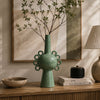 Orin Multi-Tier Sculptural Vase | Loop H&les Green Speckled Ceramic 18"