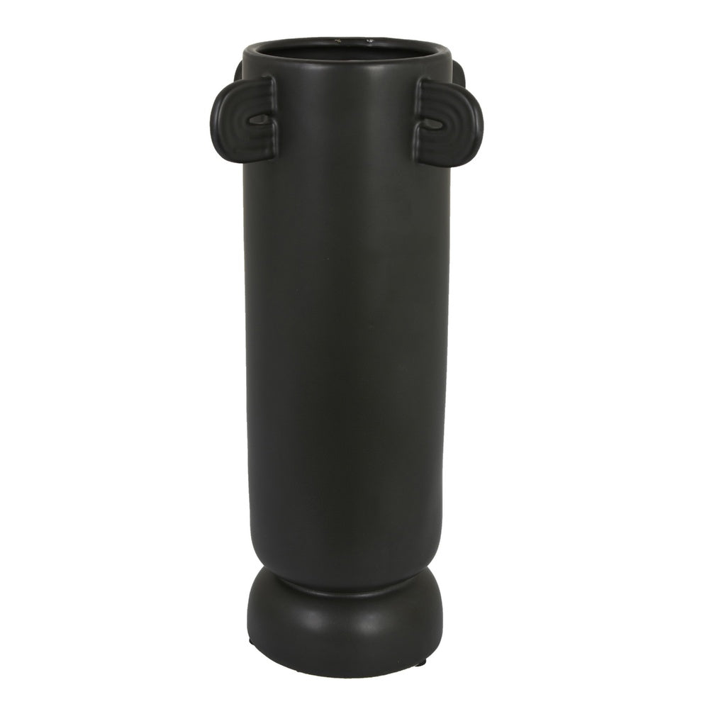 Dere Capsule Vase | Lug H&les | Pedestal | Matte Black Ceramic 16"