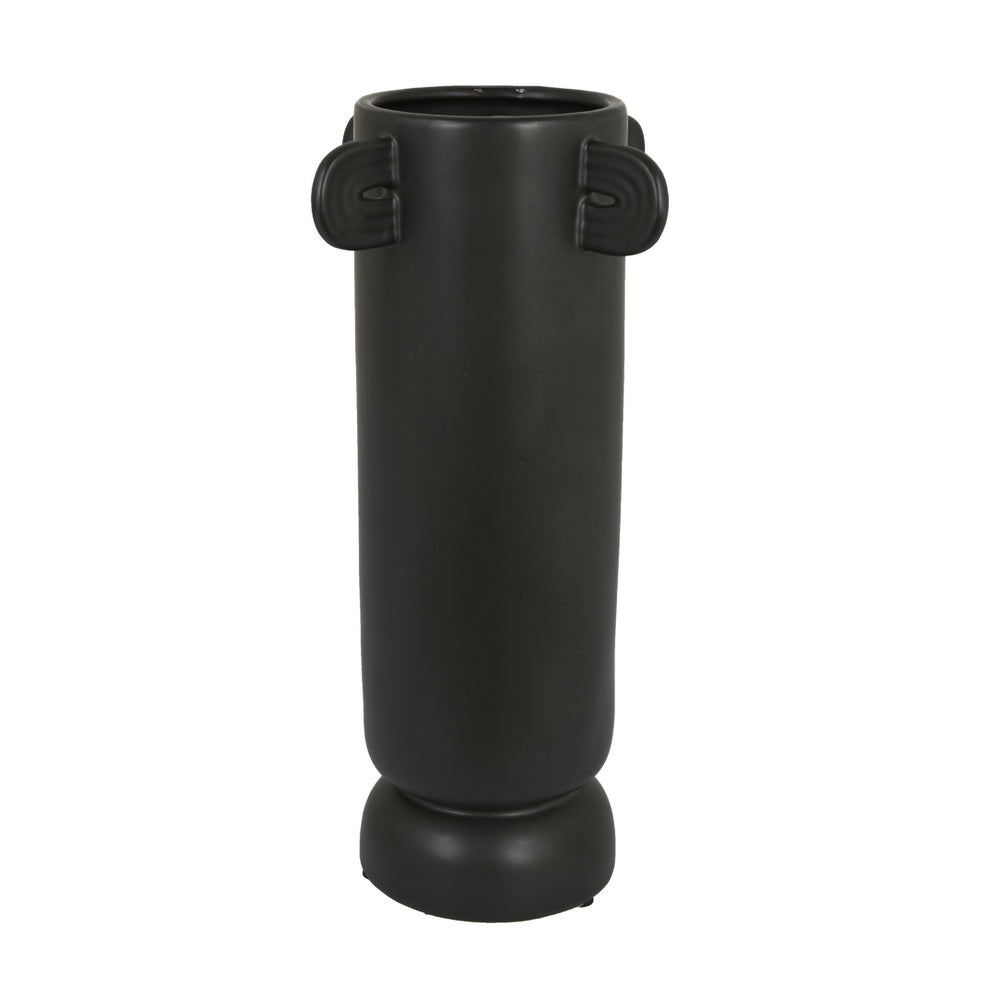 Dere Capsule Vase | Lug H&les | Pedestal | Matte Black Ceramic 16"