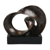 Tabletop Décor | Abstract Loop Sculpture | Plinth Base Bronze Black 11"