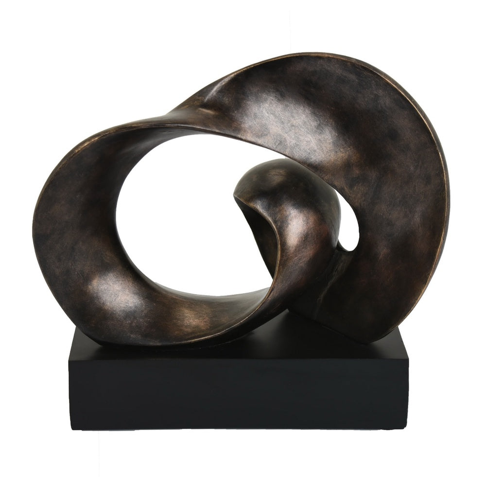Tabletop Décor | Abstract Loop Sculpture | Plinth Base Bronze Black 11"