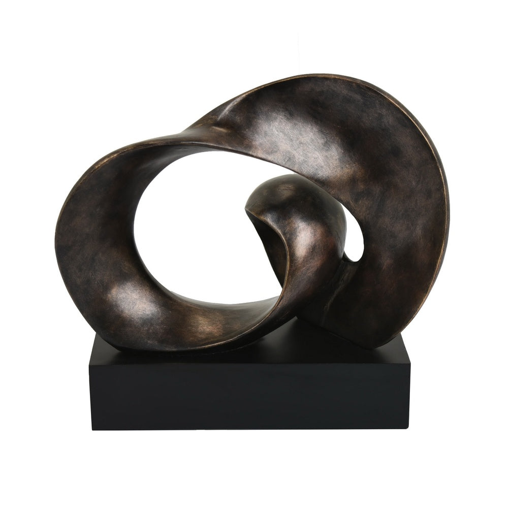 Tabletop Décor | Abstract Loop Sculpture | Plinth Base Bronze Black 11"