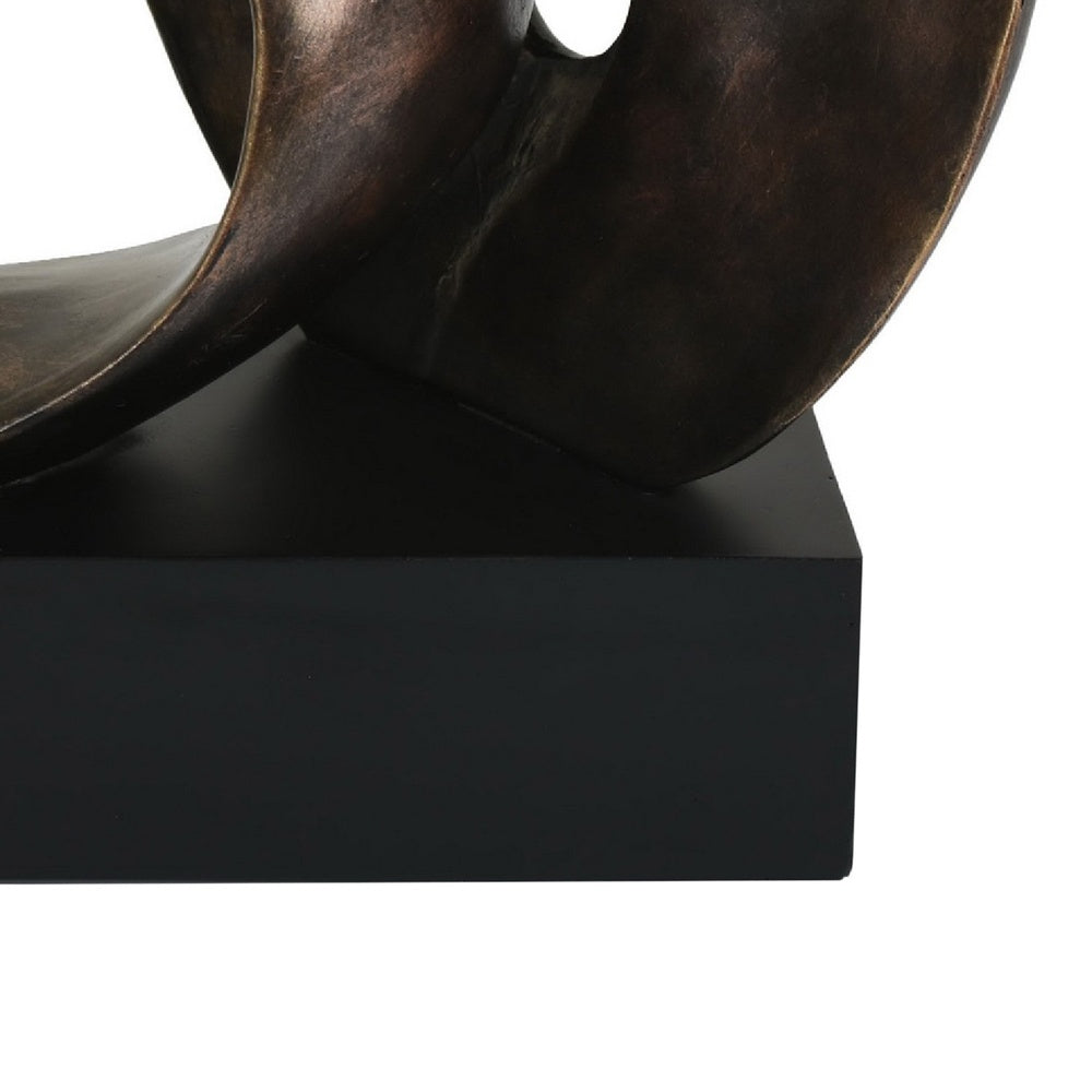 Tabletop Décor | Abstract Loop Sculpture | Plinth Base Bronze Black 11"