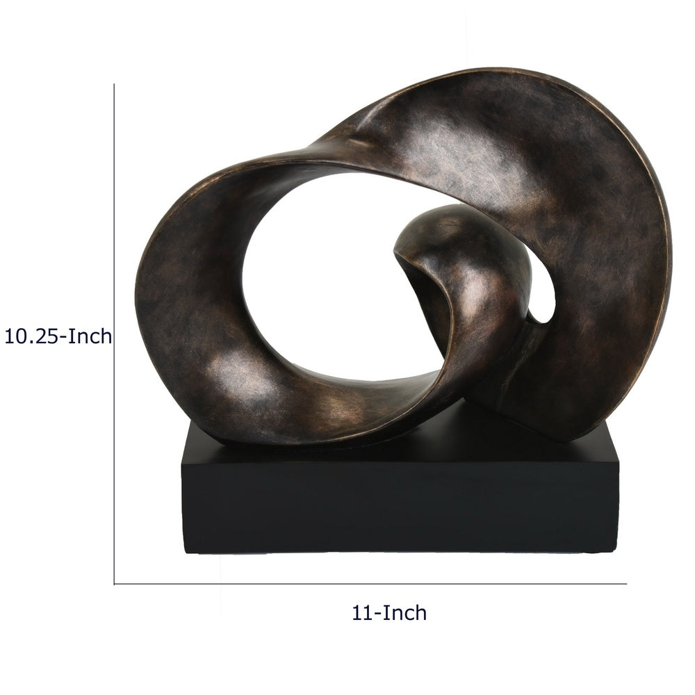 Tabletop Décor | Abstract Loop Sculpture | Plinth Base Bronze Black 11"