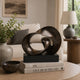 Tabletop Décor | Abstract Loop Sculpture | Plinth Base Bronze Black 11"