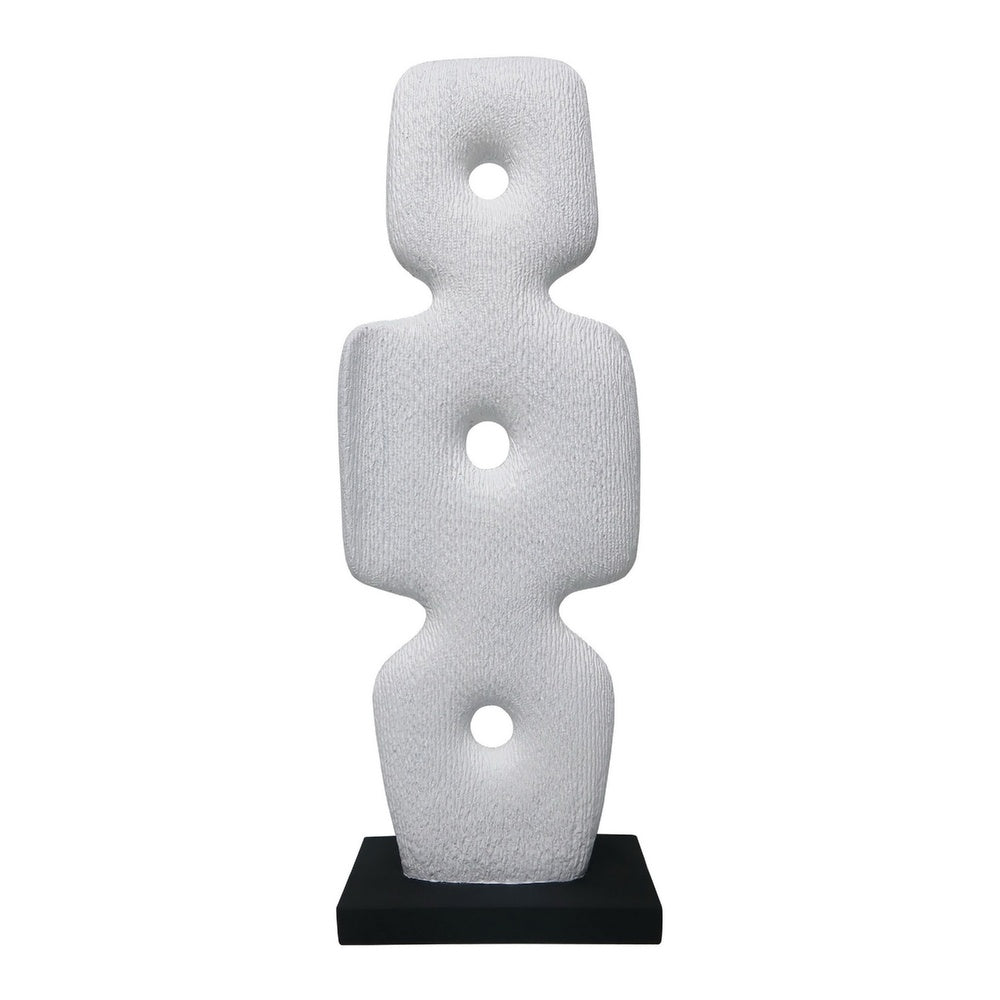 Abstract Totem Sculpture | Cutout Center | Pedestal | White Resin 20"