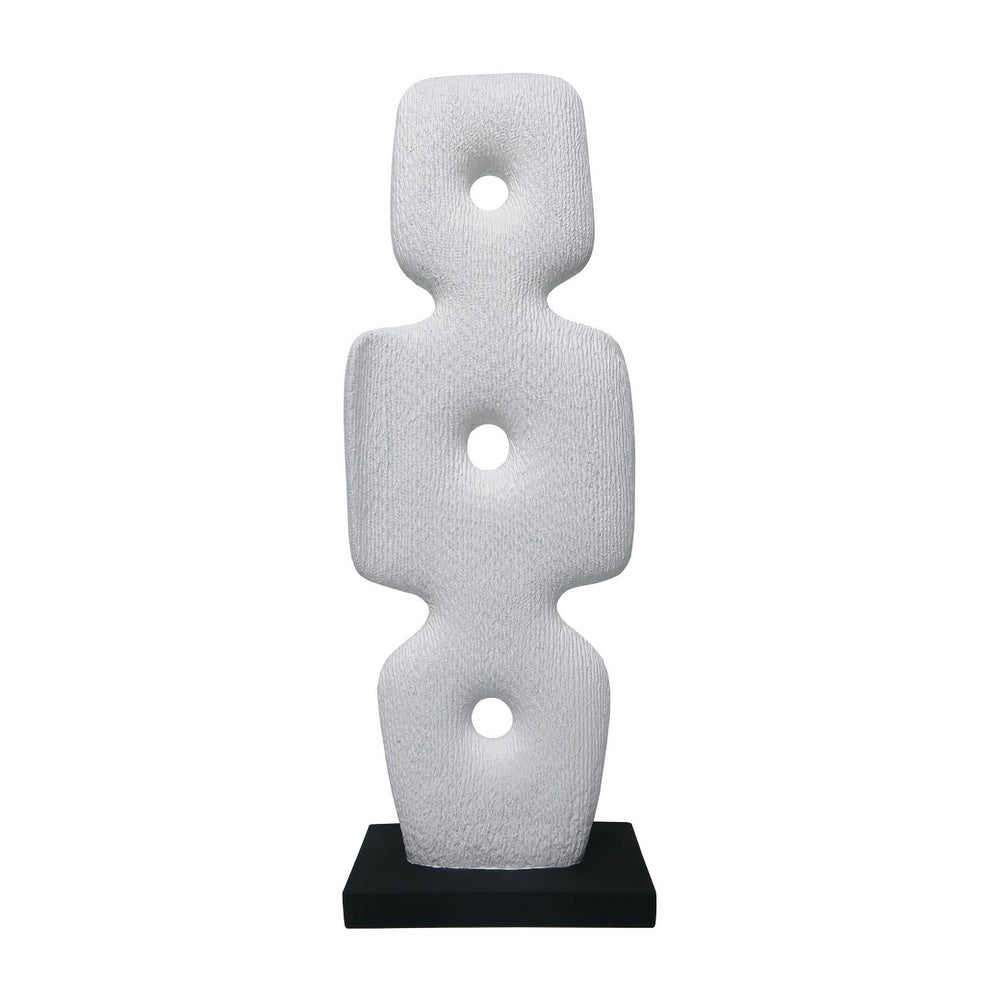 Abstract Totem Sculpture | Cutout Center | Pedestal | White Resin 20"