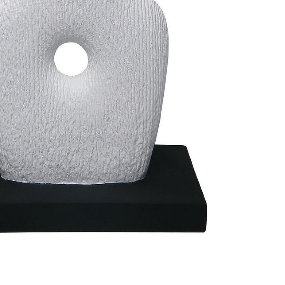 Abstract Totem Sculpture | Cutout Center | Pedestal | White Resin 20"